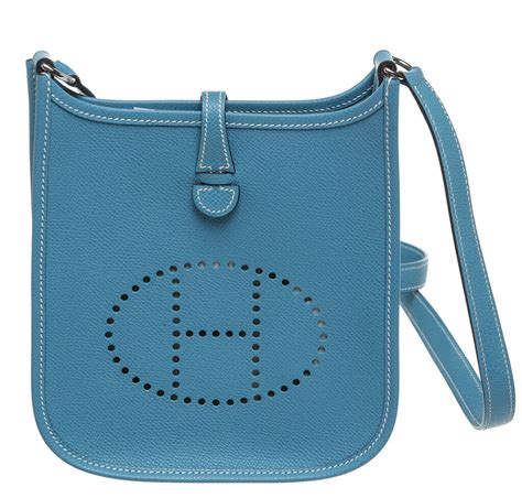 Hermès Mini Blue Jean Evelyne Bag 